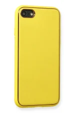 Newface iPhone 7 Kılıf Coco Deri Silikon Kapak - Sarı - Görsel 2