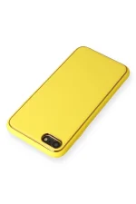 Newface iPhone 7 Kılıf Coco Deri Silikon Kapak - Sarı - Görsel 3