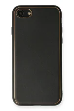 Newface iPhone 7 Kılıf Coco Deri Silikon Kapak - Siyah