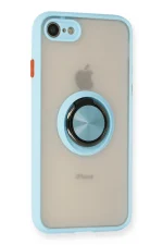Newface iPhone 7 Kılıf Montreal Yüzüklü Silikon Kapak - Buz Mavi - Görsel 2