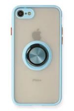 Newface iPhone 7 Kılıf Montreal Yüzüklü Silikon Kapak - Buz Mavi