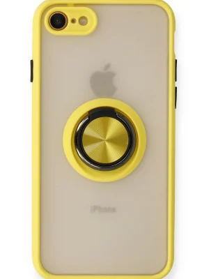 Newface iPhone 7 Kılıf Montreal Yüzüklü Silikon Kapak - Sarı
