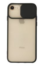 Newface iPhone 7 Kılıf Palm Buzlu Kamera Sürgülü Silikon - Siyah