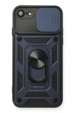 Newface iPhone 7 Kılıf Pars Lens Yüzüklü Silikon - Lacivert