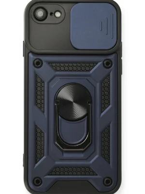 Newface iPhone 7 Kılıf Pars Lens Yüzüklü Silikon - Lacivert