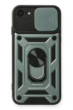 Newface iPhone 7 Kılıf Pars Lens Yüzüklü Silikon - Yeşil