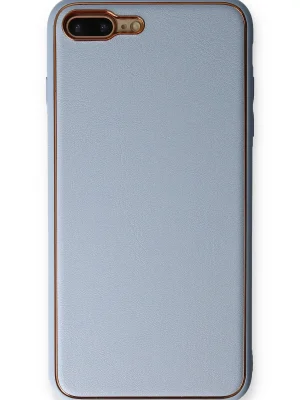 Newface iPhone 7 Plus Kılıf Coco Deri Silikon Kapak - Açık Mavi