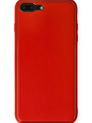Newface iPhone 7 Plus Kılıf Coco Deri Silikon Kapak - Kırmızı
