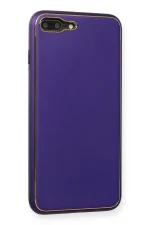 Newface iPhone 7 Plus Kılıf Coco Deri Silikon Kapak - Mor - Görsel 2