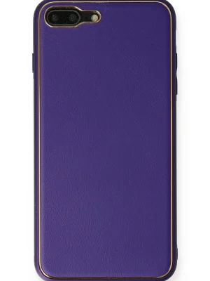 Newface iPhone 7 Plus Kılıf Coco Deri Silikon Kapak - Mor