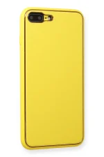 Newface iPhone 7 Plus Kılıf Coco Deri Silikon Kapak - Sarı - Görsel 2