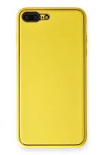 Newface iPhone 7 Plus Kılıf Coco Deri Silikon Kapak - Sarı