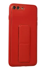 Newface iPhone 7 Plus Kılıf Coco Deri Standlı Kapak - Kırmızı - Görsel 2