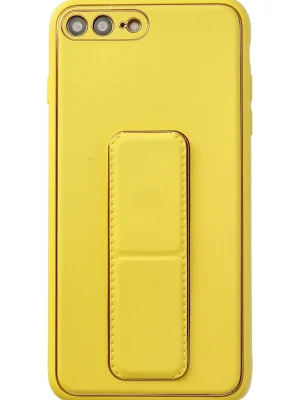 Newface iPhone 7 Plus Kılıf Coco Deri Standlı Kapak - Sarı
