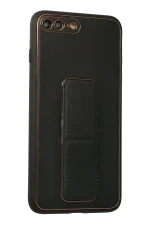 Newface iPhone 7 Plus Kılıf Coco Deri Standlı Kapak - Siyah - Görsel 2