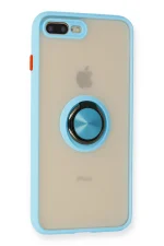 Newface iPhone 7 Plus Kılıf Montreal Yüzüklü Silikon Kapak - Buz Mavi - Görsel 2