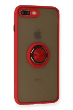 Newface iPhone 7 Plus Kılıf Montreal Yüzüklü Silikon Kapak - Kırmızı - Görsel 2