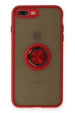 Newface iPhone 7 Plus Kılıf Montreal Yüzüklü Silikon Kapak - Kırmızı