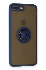 Newface iPhone 7 Plus Kılıf Montreal Yüzüklü Silikon Kapak - Lacivert - Görsel 2