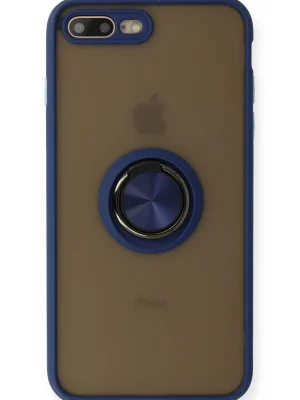Newface iPhone 7 Plus Kılıf Montreal Yüzüklü Silikon Kapak - Lacivert