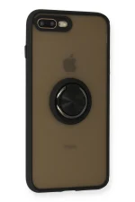 Newface iPhone 7 Plus Kılıf Montreal Yüzüklü Silikon Kapak - Siyah - Görsel 2