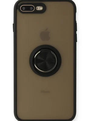 Newface iPhone 7 Plus Kılıf Montreal Yüzüklü Silikon Kapak - Siyah