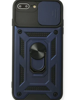 Newface iPhone 7 Plus Kılıf Pars Lens Yüzüklü Silikon - Lacivert