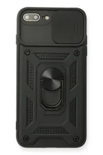 Newface iPhone 7 Plus Kılıf Pars Lens Yüzüklü Silikon - Siyah