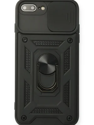 Newface iPhone 7 Plus Kılıf Pars Lens Yüzüklü Silikon - Siyah