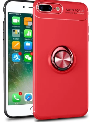 Newface iPhone 7 Plus Kılıf Range Yüzüklü Silikon - Kırmızı
