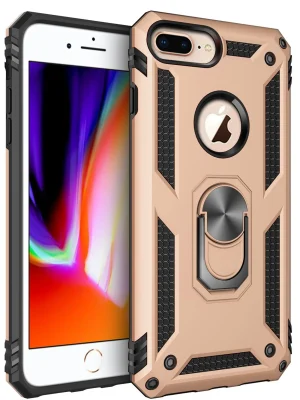 Newface iPhone 7 Plus Kılıf Sofya Yüzüklü Silikon Kapak - Gold