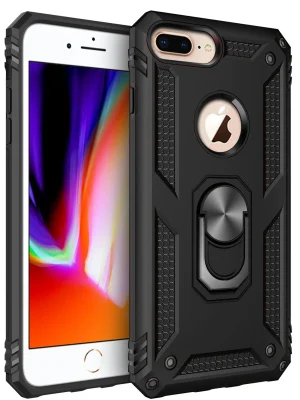 Newface iPhone 7 Plus Kılıf Sofya Yüzüklü Silikon Kapak - Siyah