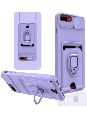 Newface iPhone 7 Plus Kılıf Zuma Kartvizitli Yüzüklü Silikon - Lila