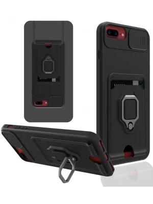 Newface iPhone 7 Plus Kılıf Zuma Kartvizitli Yüzüklü Silikon - Siyah