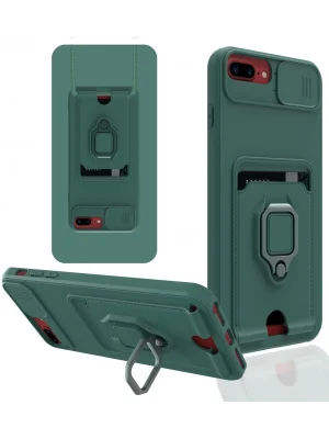 Newface iPhone 7 Plus Kılıf Zuma Kartvizitli Yüzüklü Silikon - Yeşil