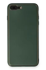 Newface iPhone 8 Plus Kılıf Coco Deri Silikon Kapak - Yeşil