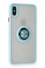 Newface iPhone X Kılıf Montreal Yüzüklü Silikon Kapak - Buz Mavi - Görsel 2