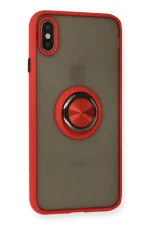 Newface iPhone X Kılıf Montreal Yüzüklü Silikon Kapak - Kırmızı - Görsel 2