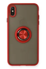 Newface iPhone X Kılıf Montreal Yüzüklü Silikon Kapak - Kırmızı