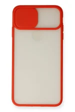 Newface iPhone X Kılıf Palm Buzlu Kamera Sürgülü Silikon - Kırmızı - Görsel 2