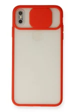 Newface iPhone X Kılıf Palm Buzlu Kamera Sürgülü Silikon - Kırmızı