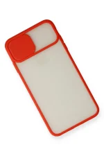 Newface iPhone X Kılıf Palm Buzlu Kamera Sürgülü Silikon - Kırmızı - Görsel 3