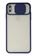 Newface iPhone X Kılıf Palm Buzlu Kamera Sürgülü Silikon - Lacivert