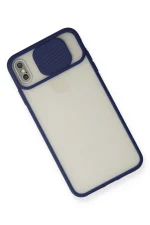 Newface iPhone X Kılıf Palm Buzlu Kamera Sürgülü Silikon - Lacivert - Görsel 3