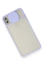 Newface iPhone X Kılıf Palm Buzlu Kamera Sürgülü Silikon - Lila - Görsel 3