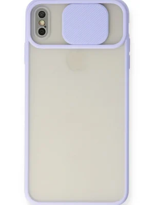 Newface iPhone X Kılıf Palm Buzlu Kamera Sürgülü Silikon - Lila