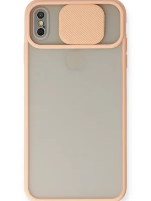 Newface iPhone X Kılıf Palm Buzlu Kamera Sürgülü Silikon - Pembe