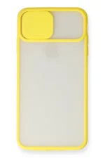 Newface iPhone X Kılıf Palm Buzlu Kamera Sürgülü Silikon - Sarı - Görsel 2