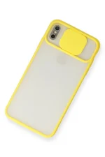 Newface iPhone X Kılıf Palm Buzlu Kamera Sürgülü Silikon - Sarı - Görsel 3