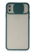 Newface iPhone X Kılıf Palm Buzlu Kamera Sürgülü Silikon - Yeşil